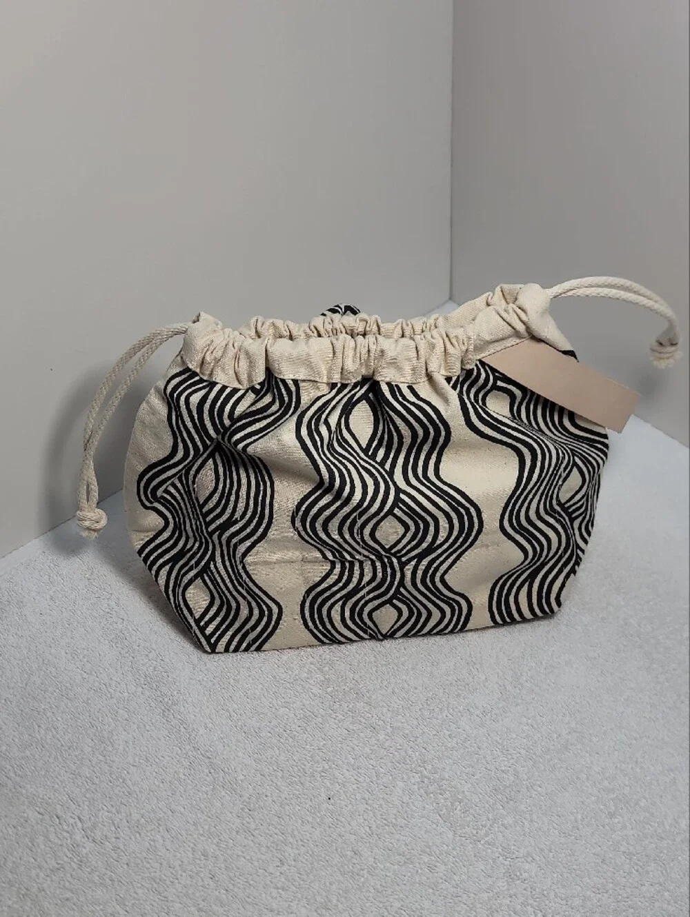 Jen Hewett Black & Cream Patterned Canvas Knitting Bag - NWT - Picture 9 of 9